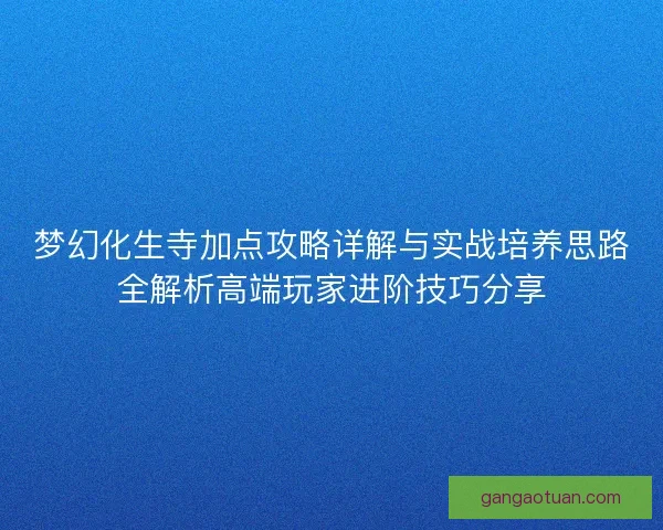 梦幻化生寺加点攻略详解与实战培养思路全解析高端玩家进阶技巧分享