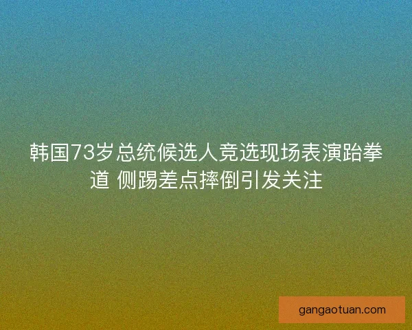 韩国73岁总统候选人竞选现场表演跆拳道 侧踢差点摔倒引发关注
